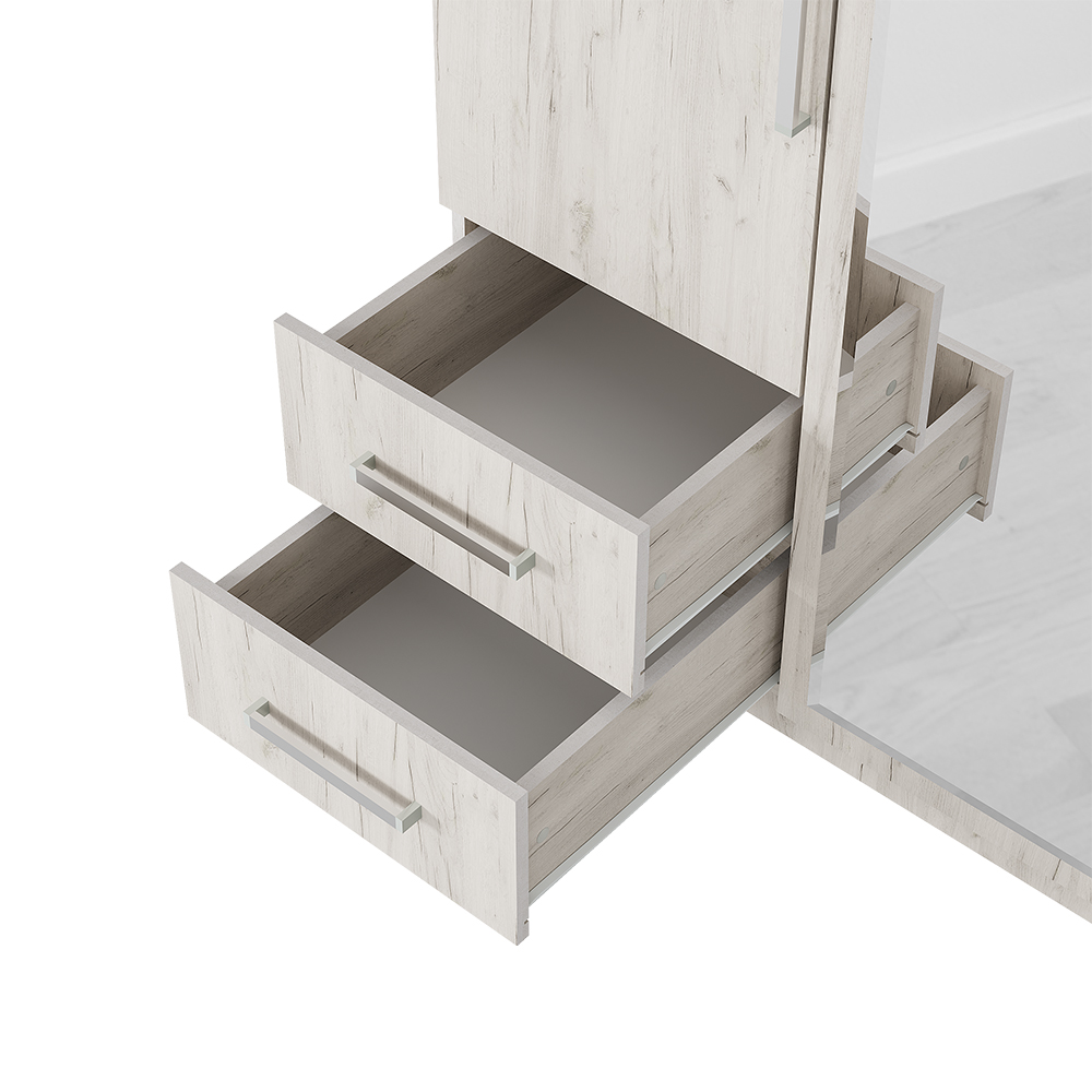 Шкаф 3-х створчатый с ящиками Дуб крафт белый