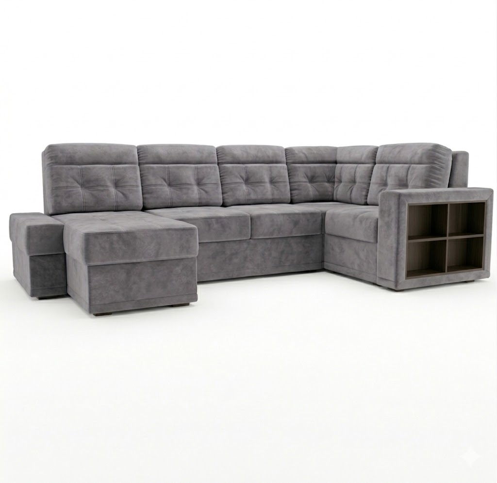 Диван угловой Мартин ДКУ-П Тк.SELFIE Stone серый 2 кат Апогей