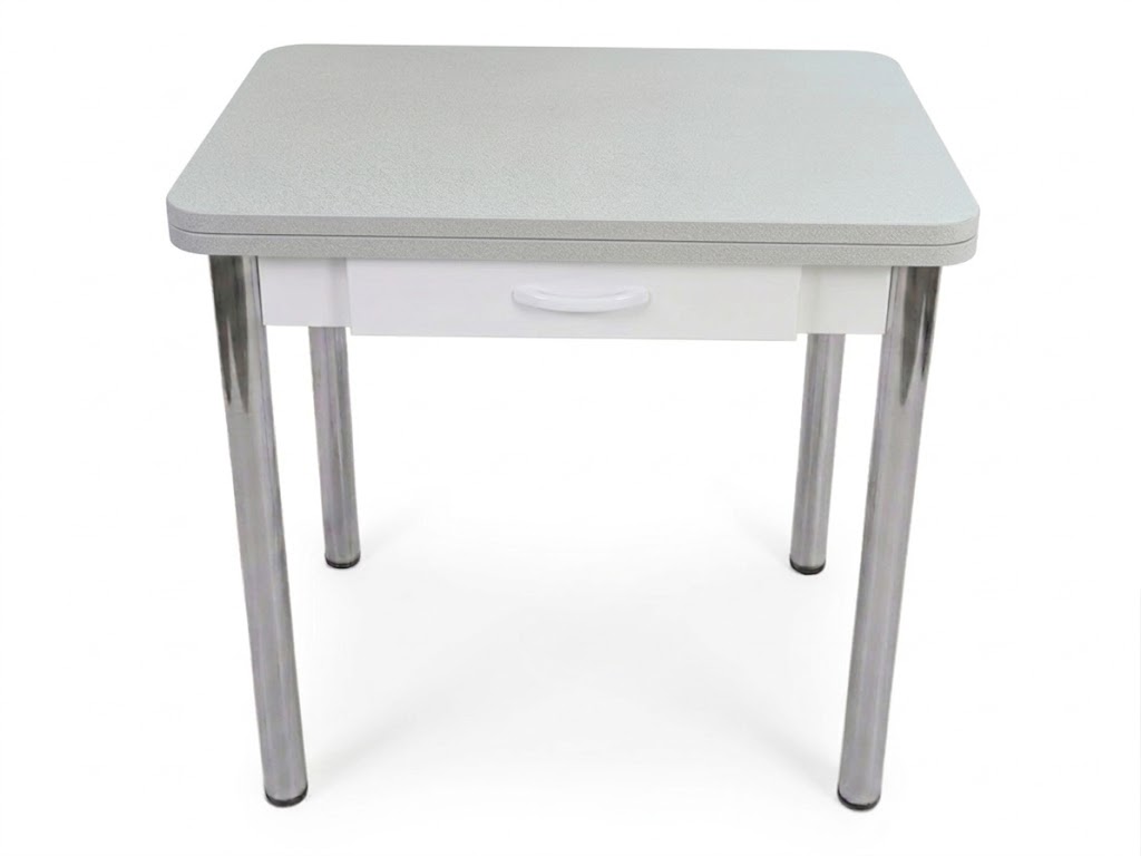 Стол Ломберный с ящ 600*800 (1200) ноги хром Белый Пл.7055 Белый иней Висма