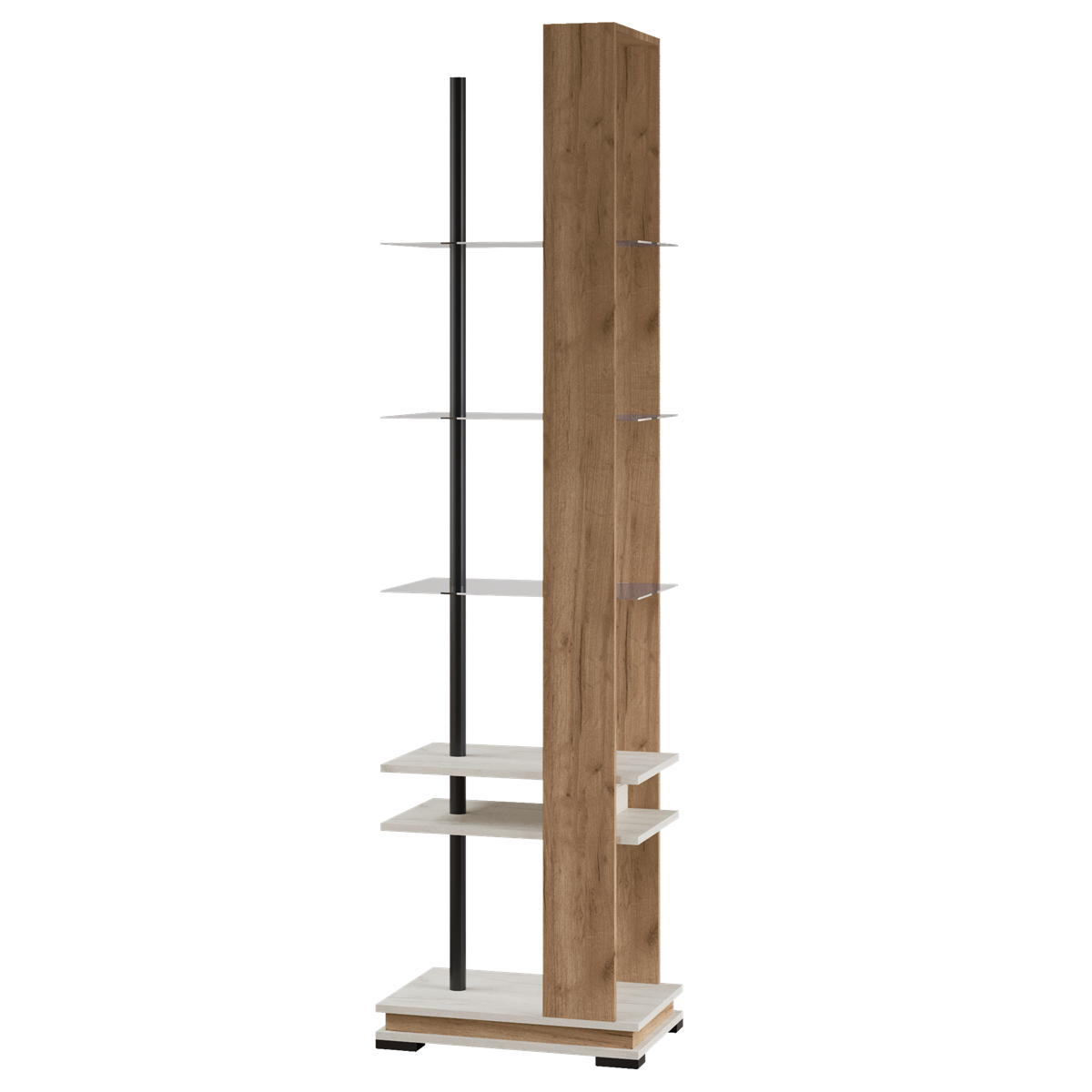 Гостиная Модена стеллаж МС-1 Дуб крафт табачный/Дуб крафт белый