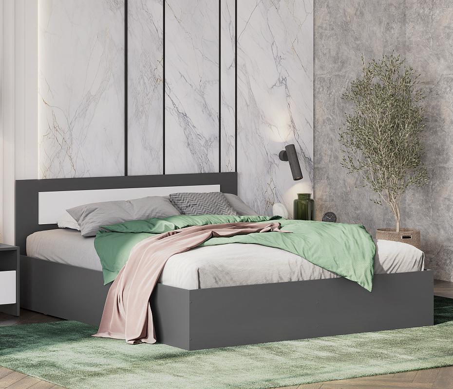 Модульная система "Дольче" Кровать двойная (1,6*2,0) (Графит/Белый)