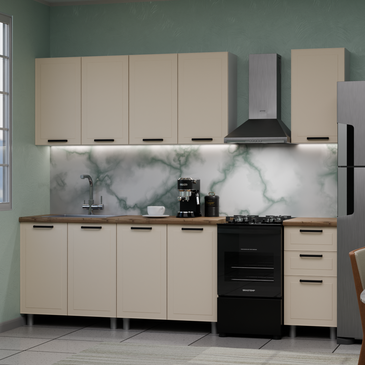 Кухня Ромашка 2.0 Крем/Дуб Эдда