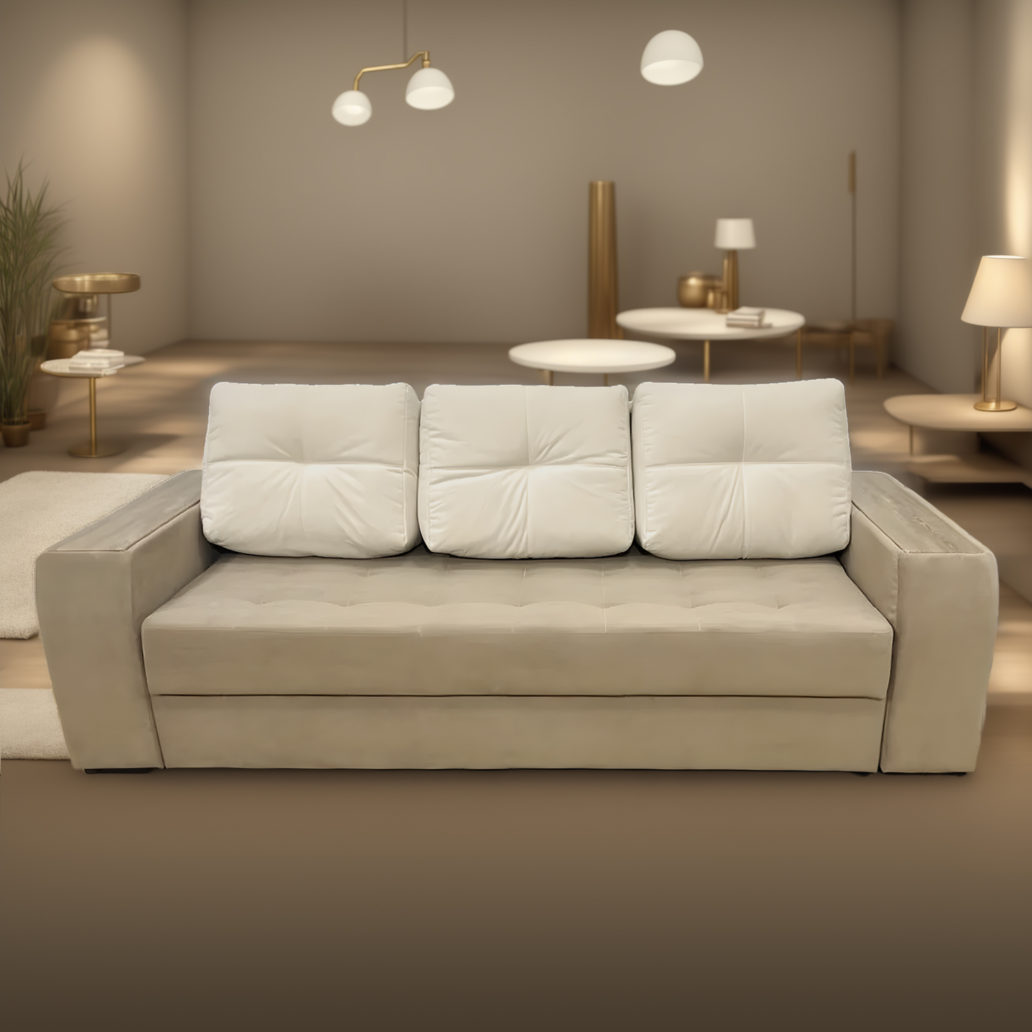 Диван Монтана Д3 Тк.Newtone light beige + Newtone Honey 4 кат ЭКО