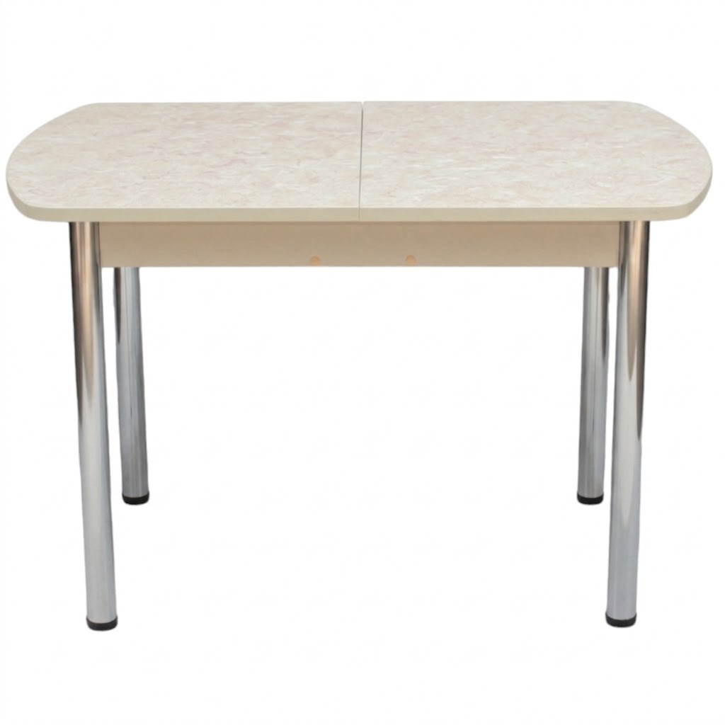 Стол Европейский раздвижной 1200(1500)*800 ноги хром Бежевое Пл.5448 Альгамбра