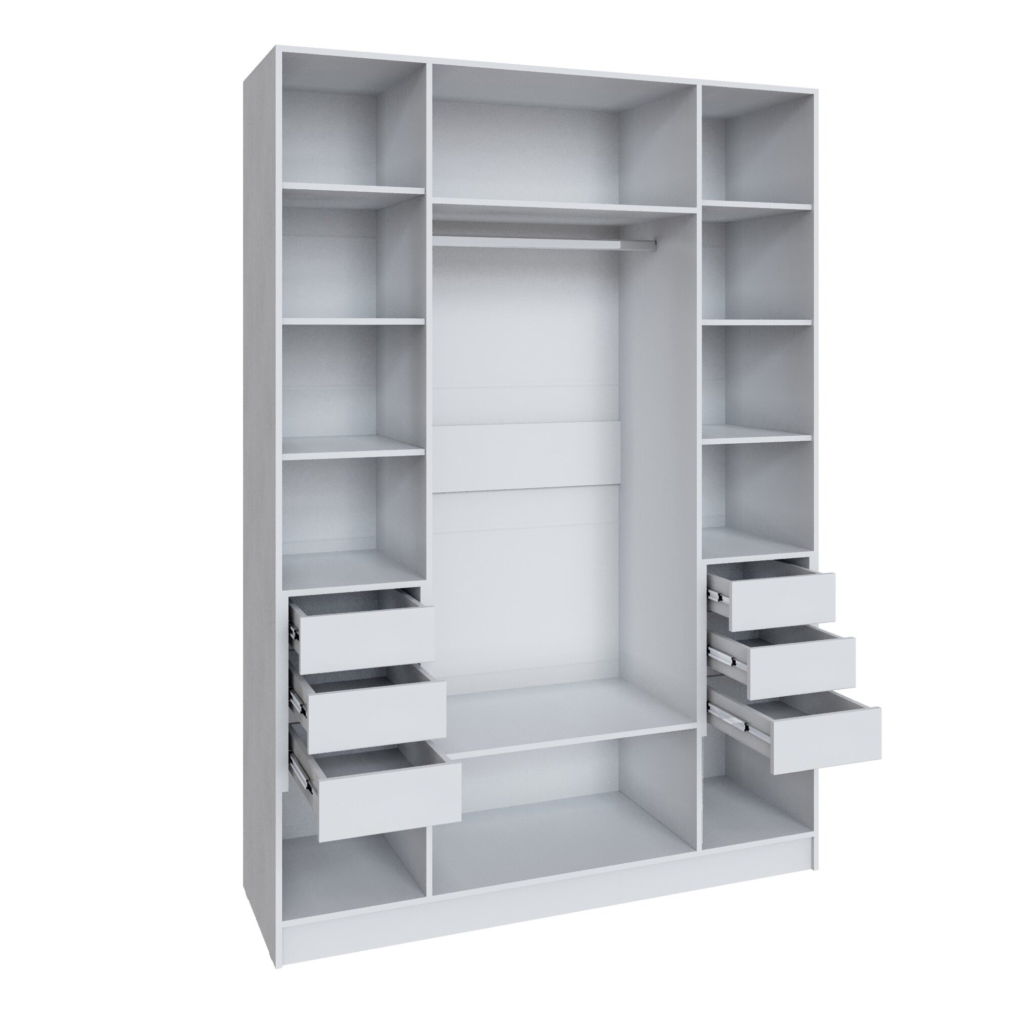 Шкаф Мадрид (1,6) с 6 ящ. внутри  без зеркала белый/ателье светлое