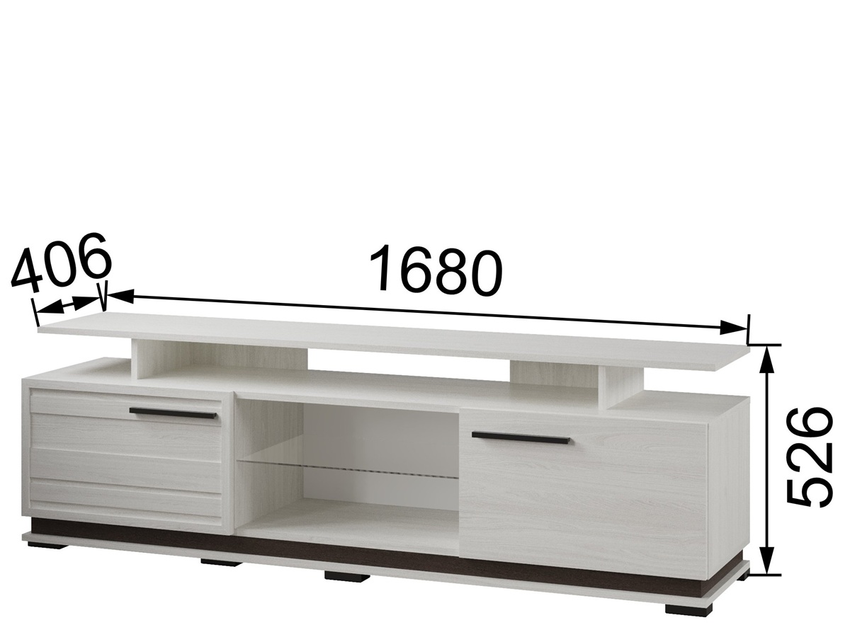 Гостиная Модена тумба ТВ МТ-2 Дуб крафт табачный/Дуб крафт белый