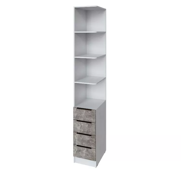 Угловое завершение Мадрид (0,35) с 4 ящ. правое белый/ателье светлое