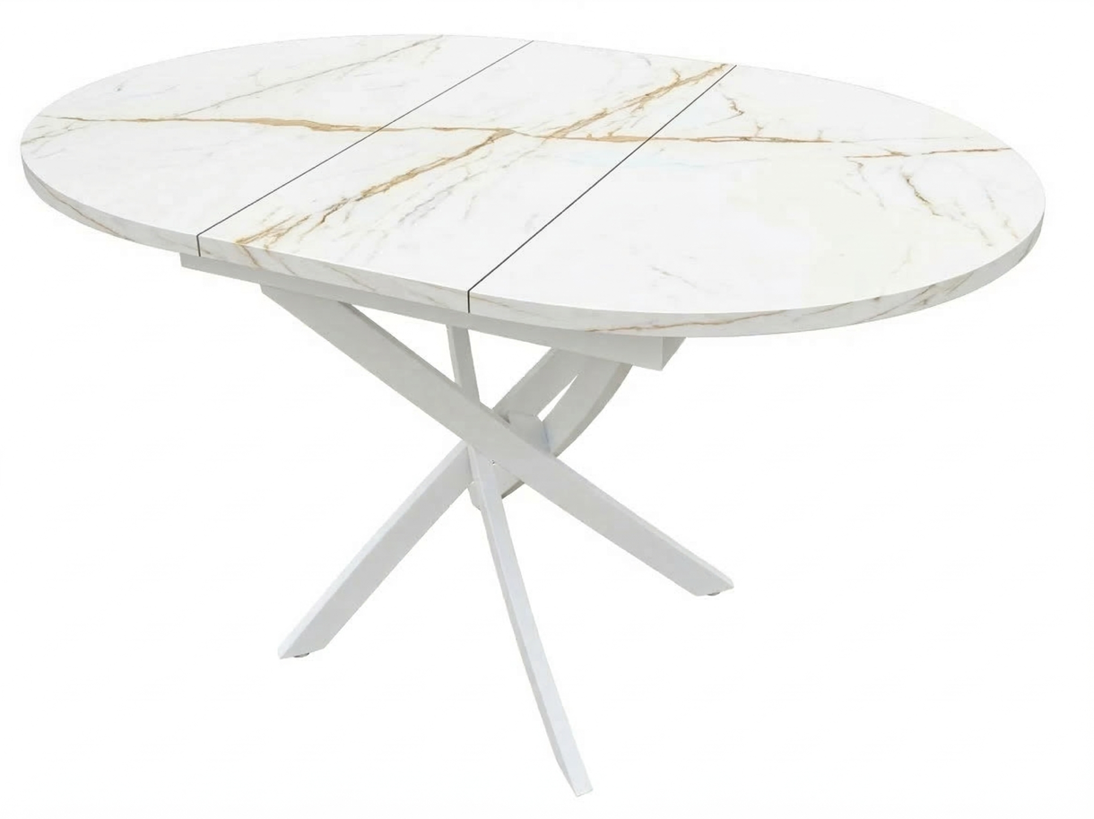 Стол Норд С ЦАРГОЙ вставка 320мм БАБОЧКА пластик 22мм БЕЛЫЙ (Пл.Белый Каспий) 