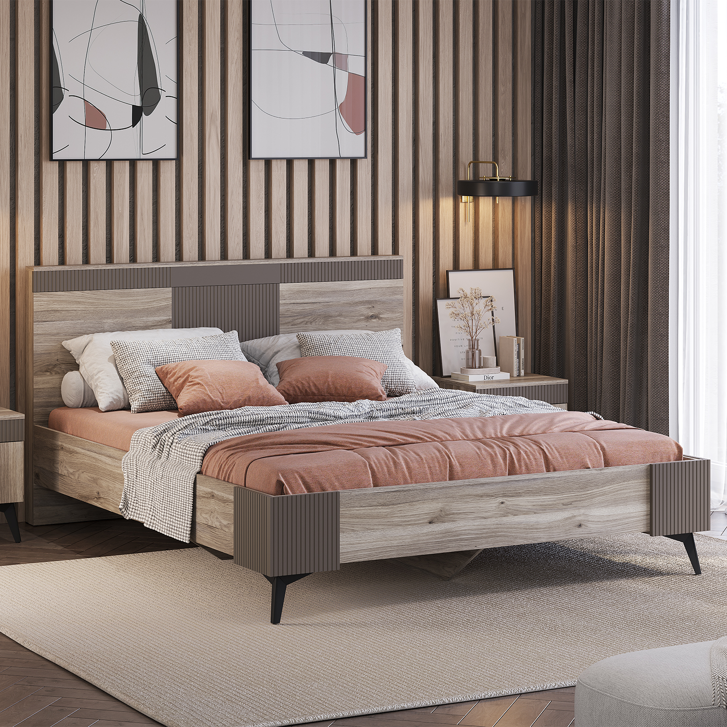 Кровать 1,6 м "Кассандра" КР-19 Дуб смоки/MF14