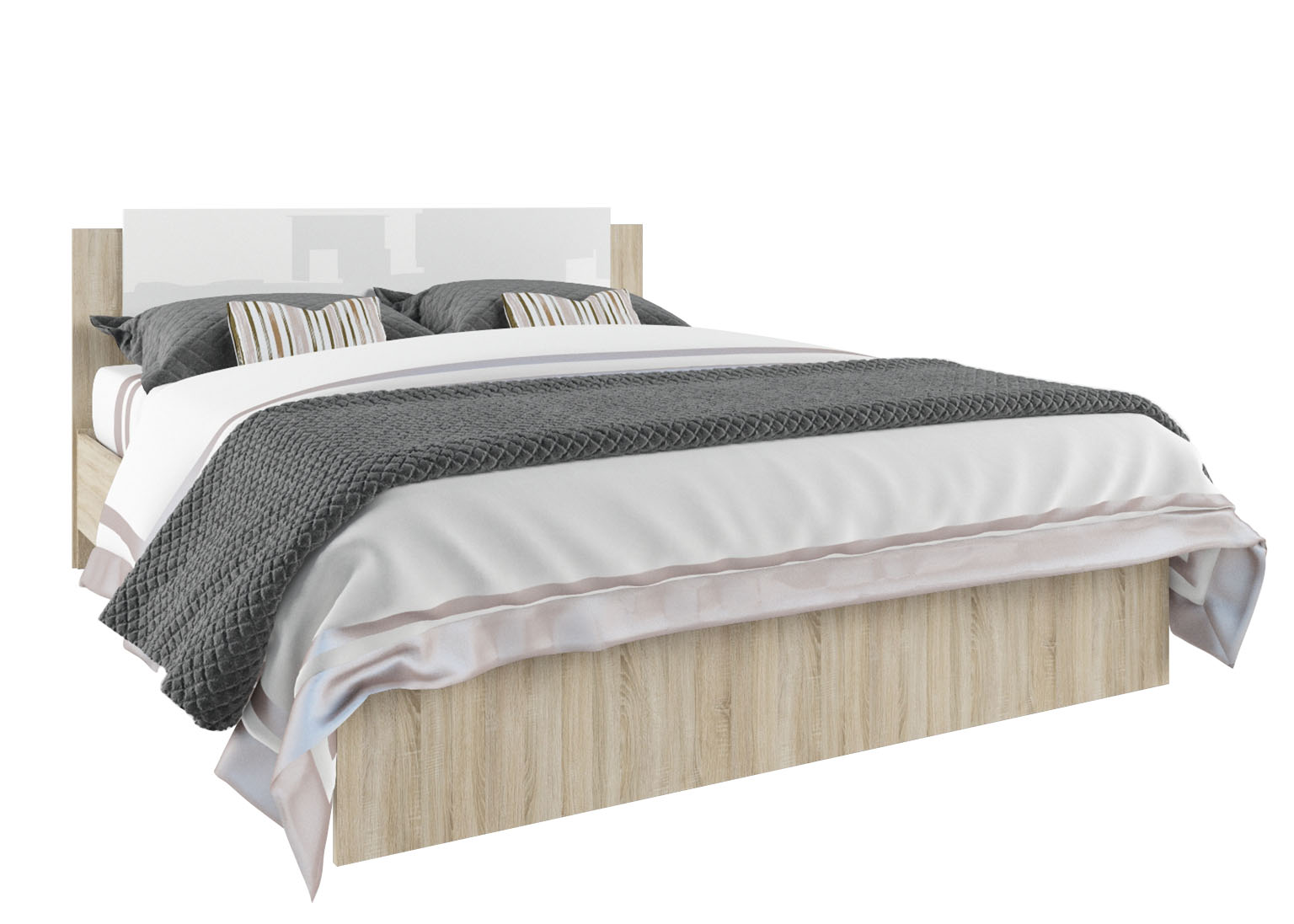 Спальный гарнитур Софи кр.1,6*2,0 Сонома/Белый ДСВ