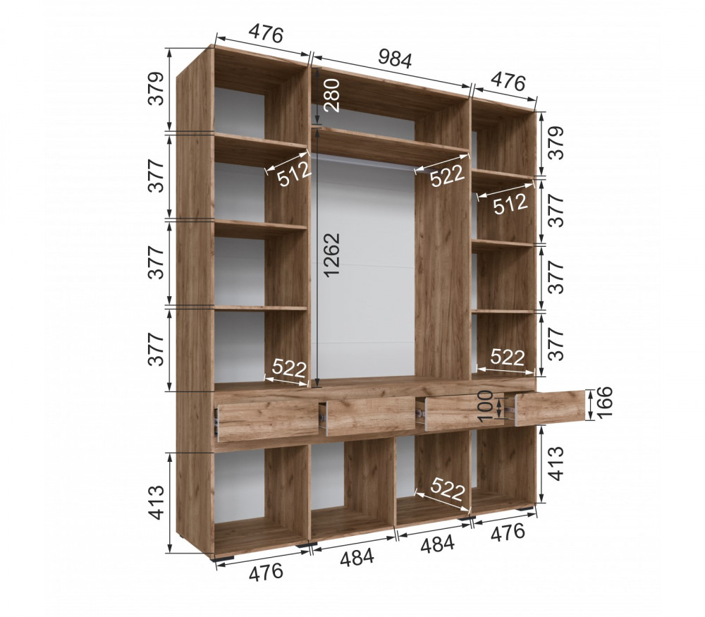 Шкаф Мерида (2,0) дуб крафт табачный/белый