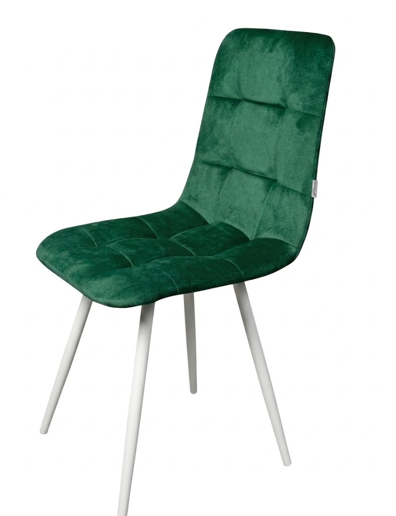 Стул "Фред" белый матовый (Томми 25 темно-зеленый)
