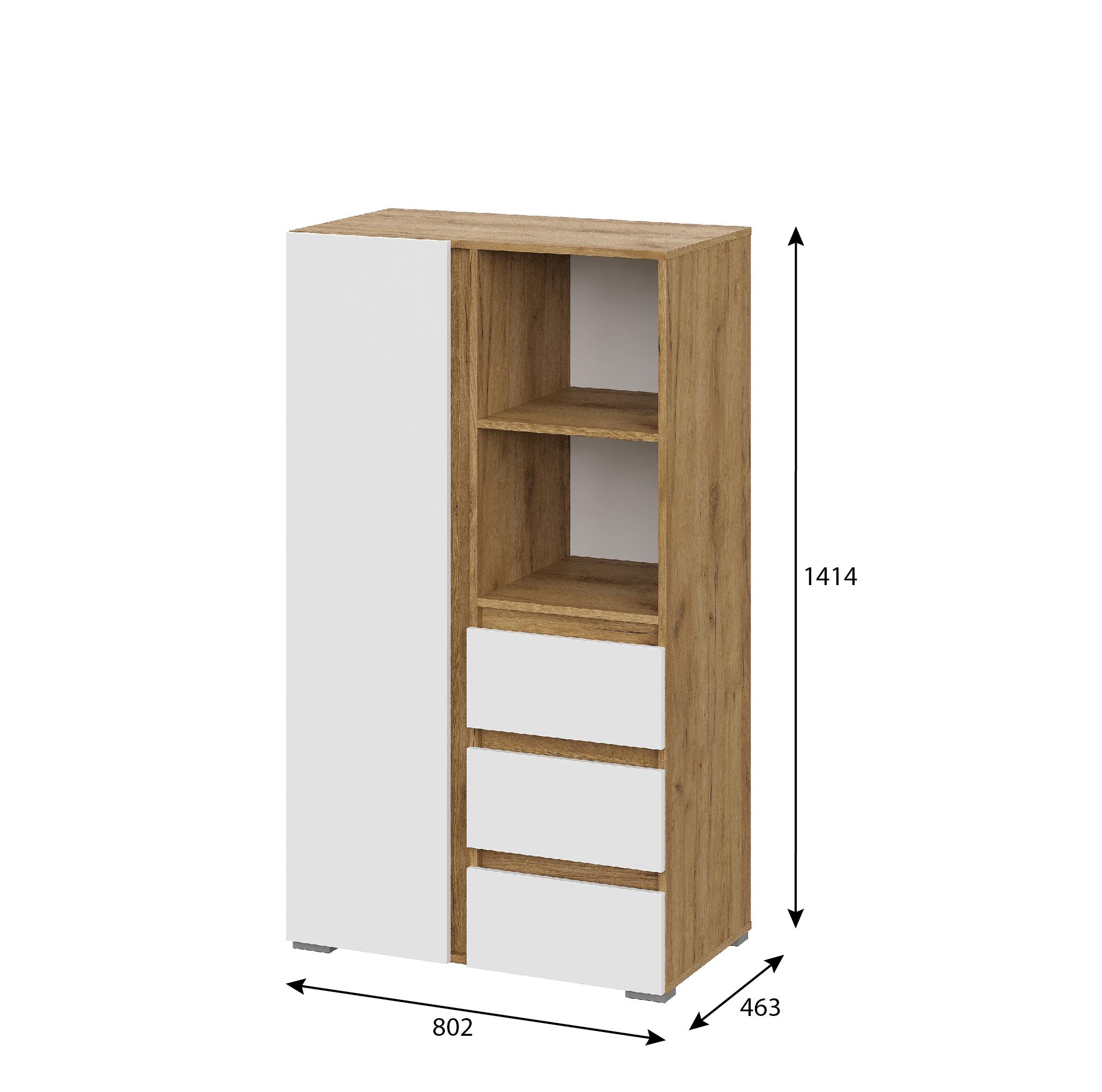 Люмо Шкаф ШК 03 802х1414х460 (ДУБ КРАФТ ЗОЛОТО/БЕЛ)