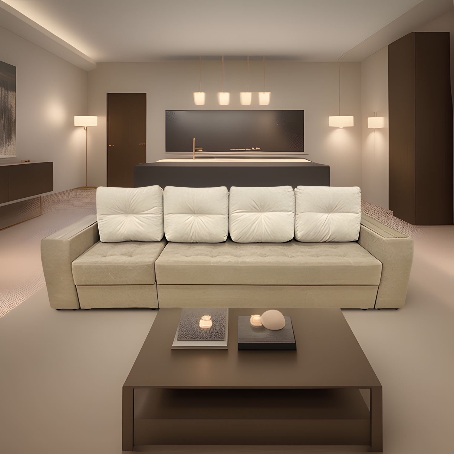 Диван Монтана Д3/Д1 Тк.Prima Beige + Prima Honey 4 кат ЭКО