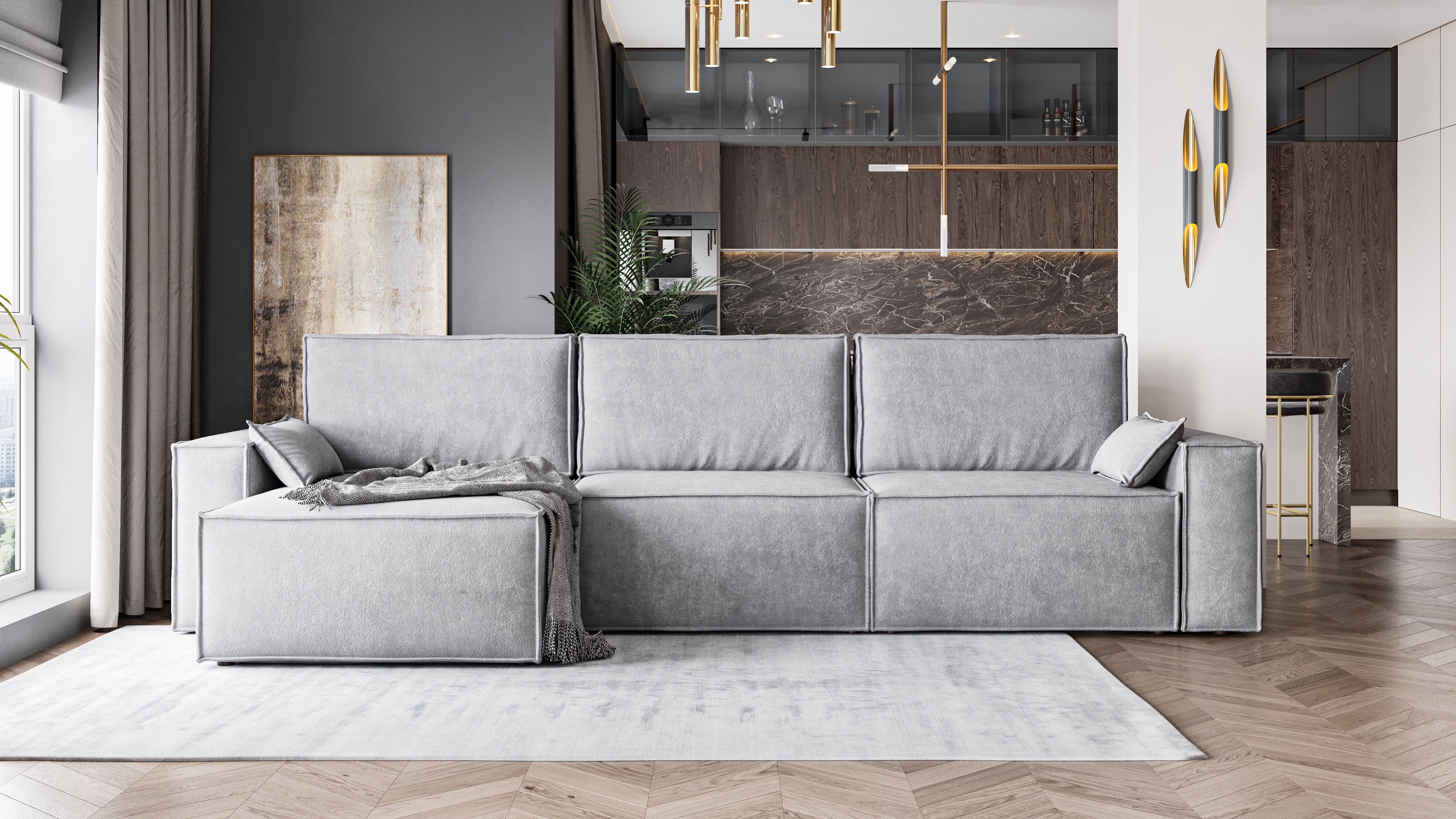 Диван угловой Лортон-2 ДКУ-О Тк.Боска VL-1912-29 (песочно-бежевый) 3 кат Апогей