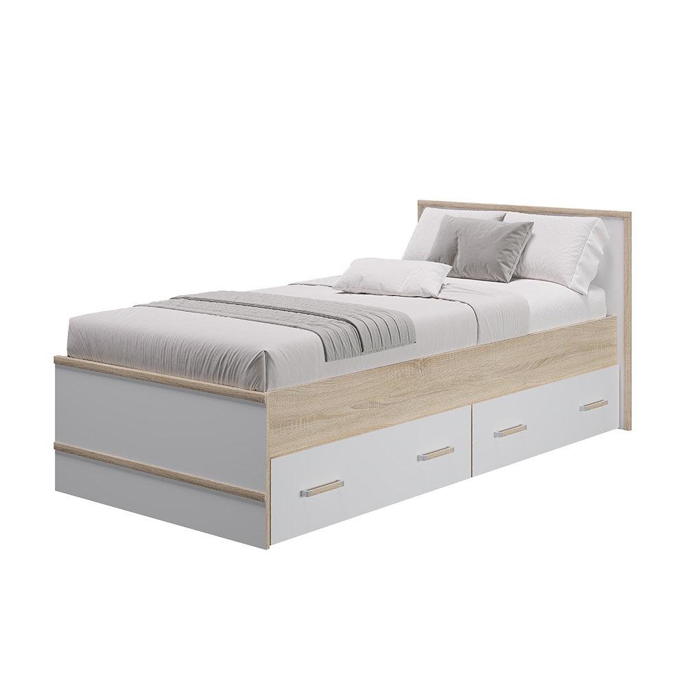 Кровать 0,9 м "Сакура" (дуб сонома/белый)