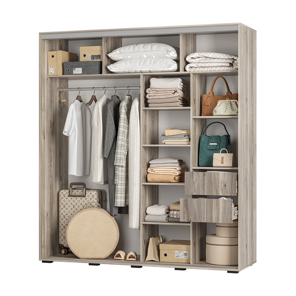 Шкаф-купе "Крафт-10" Дуб смоки/Кашемир