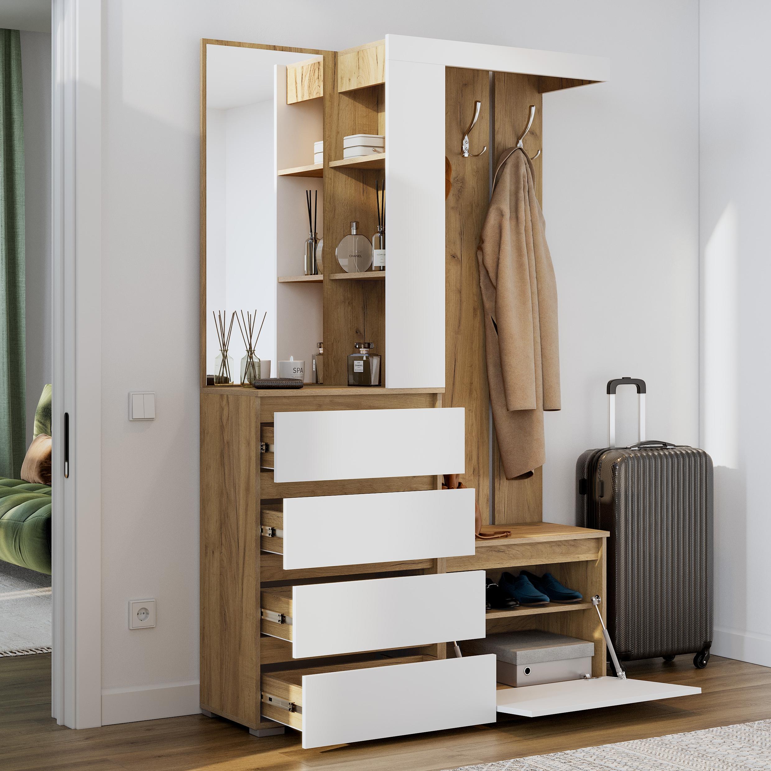 Люмо Комод КМ 02 802х958х460 (ДУБ КРАФТ ЗОЛОТО/БЕЛ)