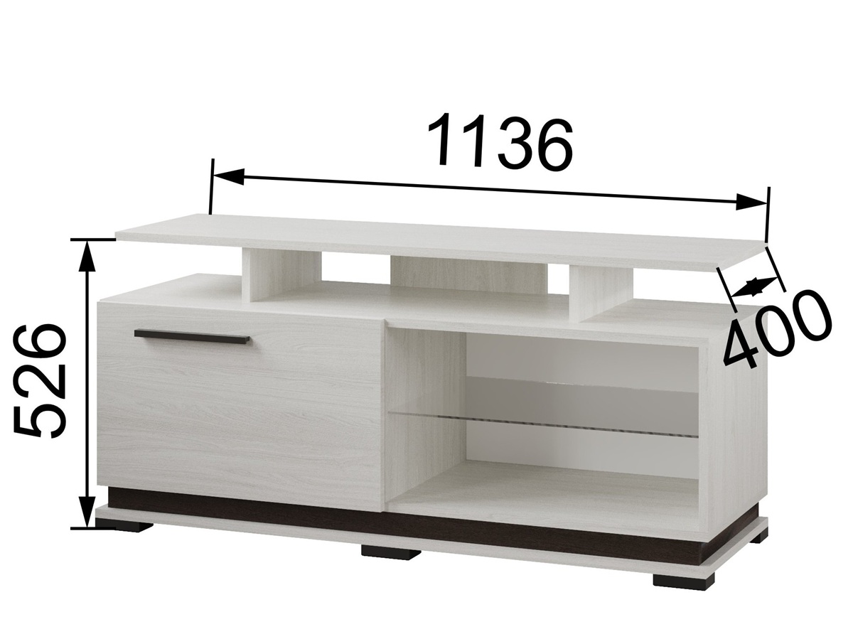Гостиная Модена тумба ТВ МТ-1 Дуб крафт табачный/Дуб крафт белый