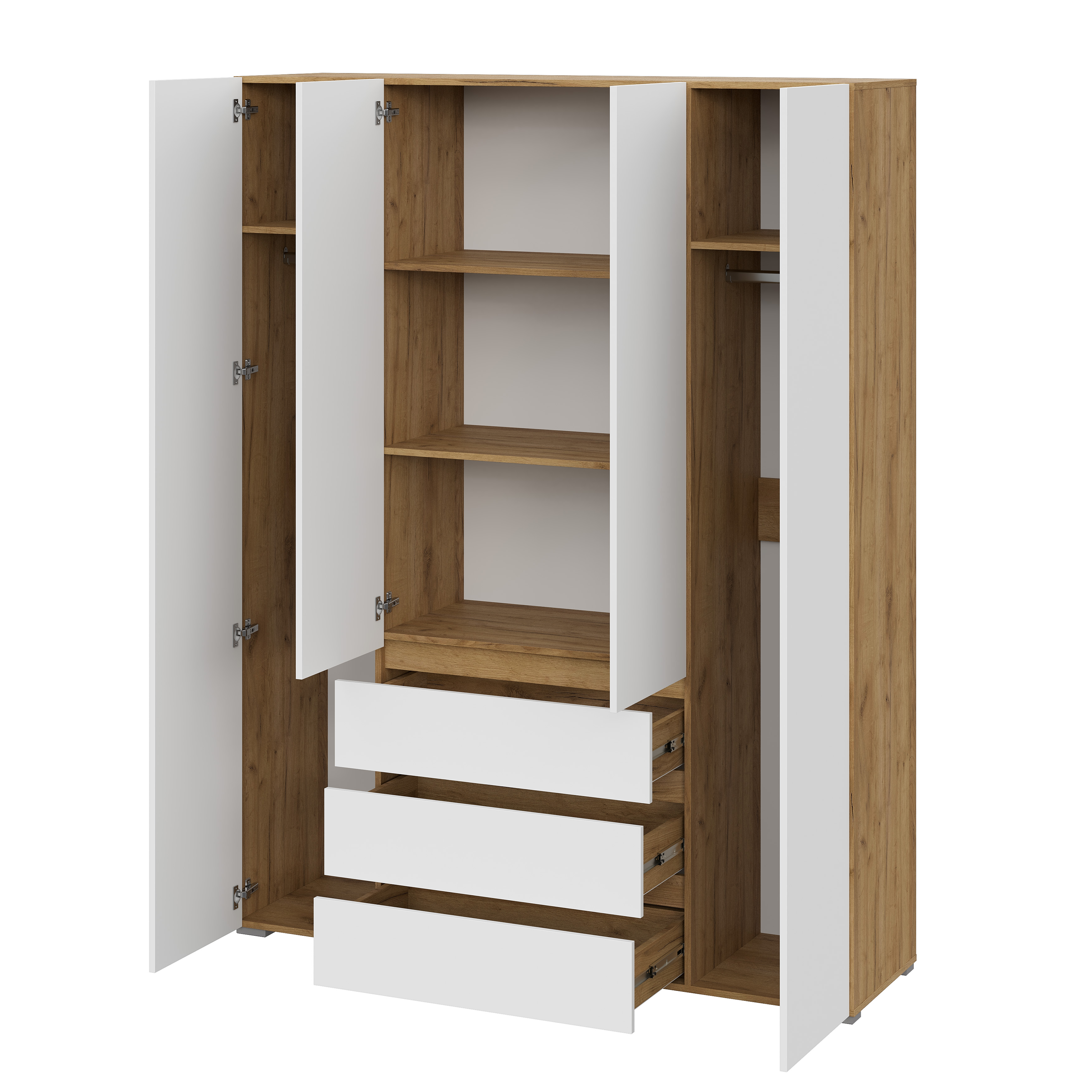 Люмо Шкаф с ящиками 4-х створчатый ШК 05 1600х2100х460 (ДУБ КРАФТ ЗОЛОТО/БЕЛ)