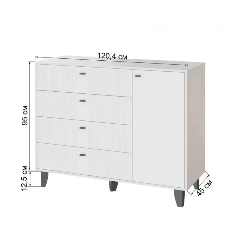 Комод Катрин-13 белый/белый снег