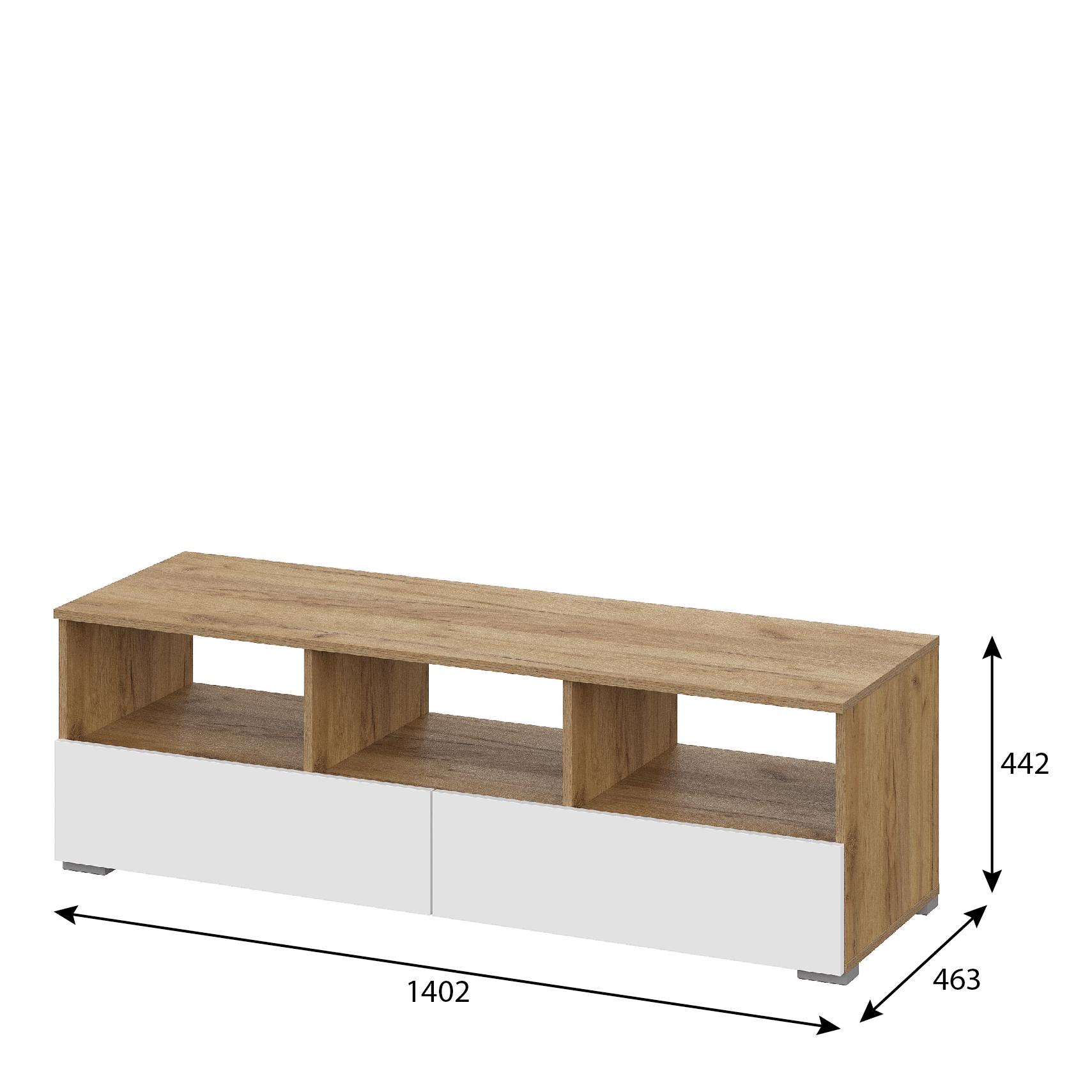 Люмо Тумба ТВ ТБ 02 1402х442х460 (ДУБ КРАФТ ЗОЛОТО/БЕЛ)