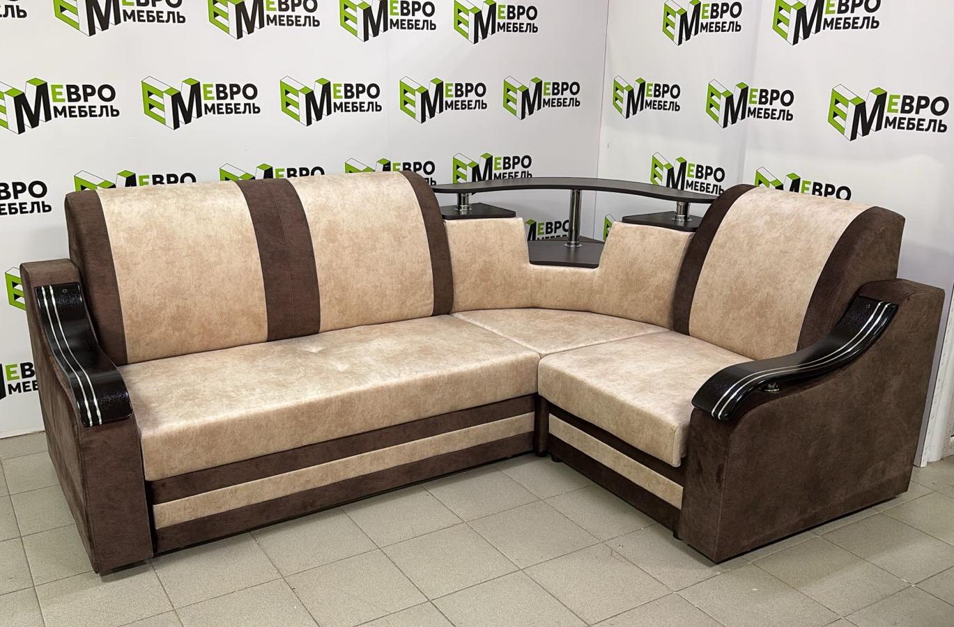 Диван угловой Мега УД3 Тк.Наполи 01 + Наполи 02 1 кат Евромебель