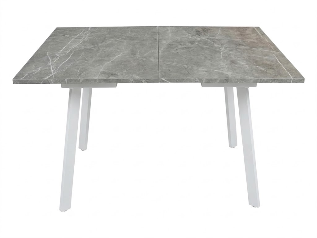 Стол Олимп раздвижной 1200(1530)*800 ноги лофт белые Белое Пл.7237 Серый тунис Висма