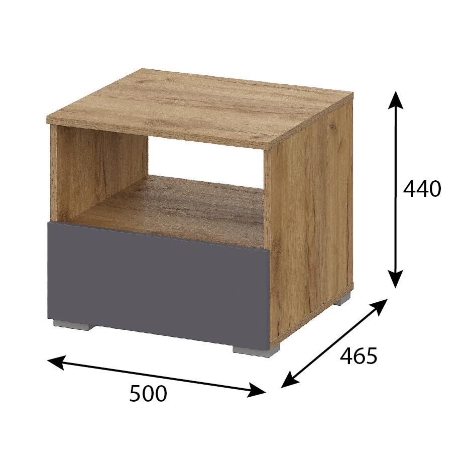 Люмо Тумба прикроватная ТБ 01 504х442х460 (ДУБ КРАФТ ЗОЛОТО/СЕР)