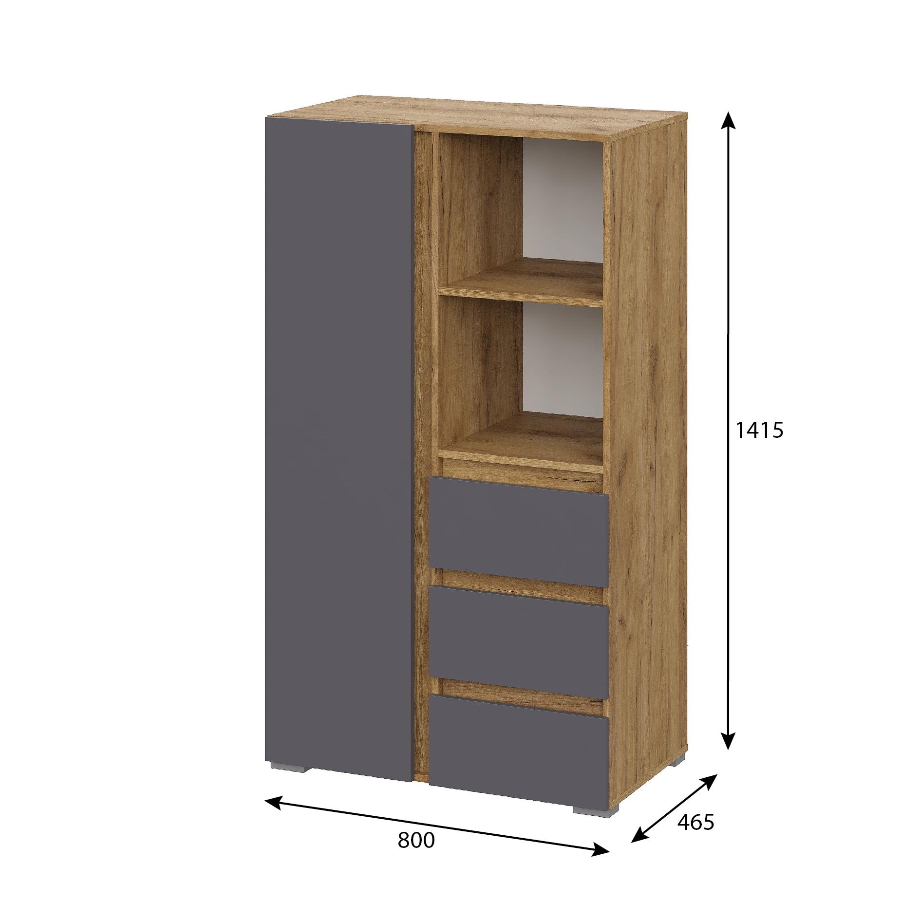 Люмо Шкаф ШК 03 802х1414х460 (ДУБ КРАФТ ЗОЛОТО/СЕР)