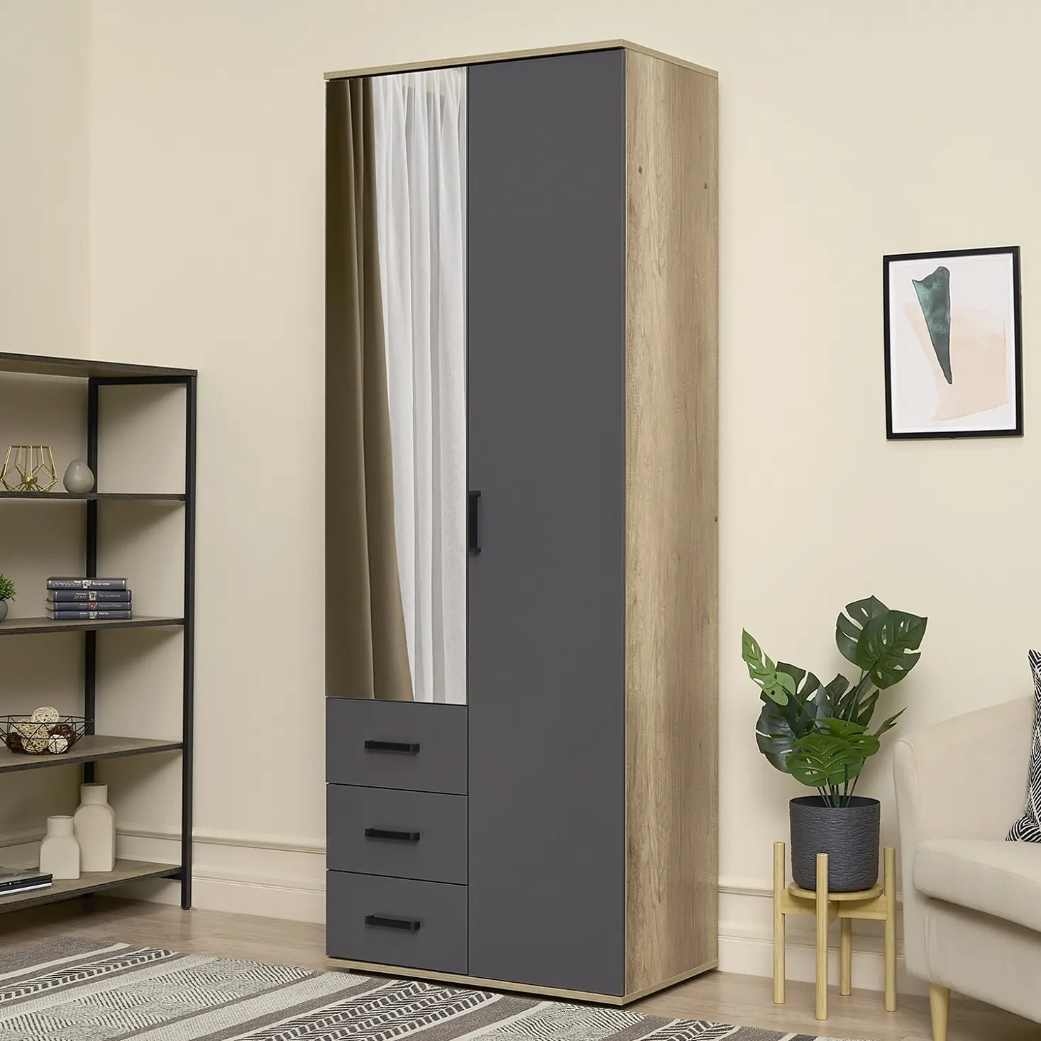 Шкаф 2-х створчатый "Вегас" ШК-03 дуб каньон/графит Шкаф 2-х створчатый "Вегас" ШК-03 дуб каньон/графит