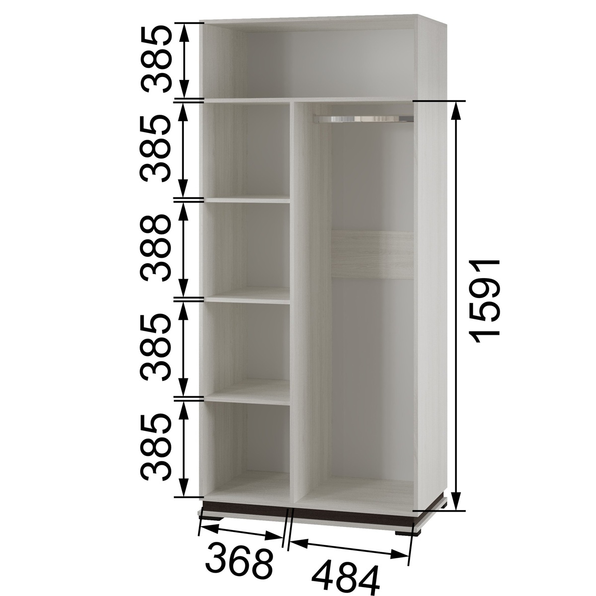Гостиная Модена шкаф комбинированный МШ-1 белый/венге