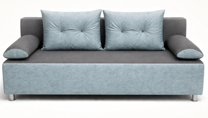 Диван прямой Прима Тик-Так Тк.Bern 83 голубой + Bern 88 серый 4 кат ЭКО