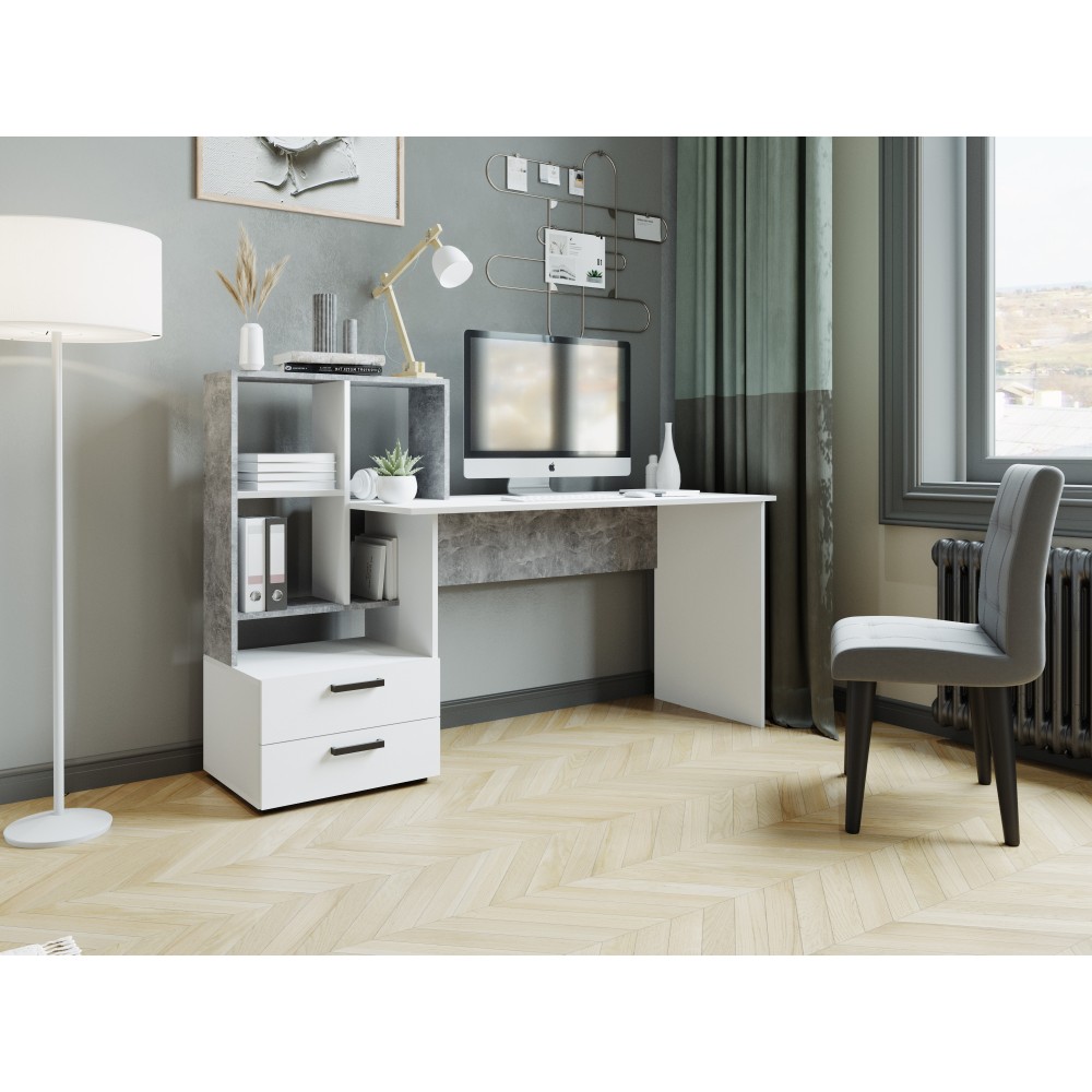 Компьютерный стол СКМ-5 ателье светлое/белый