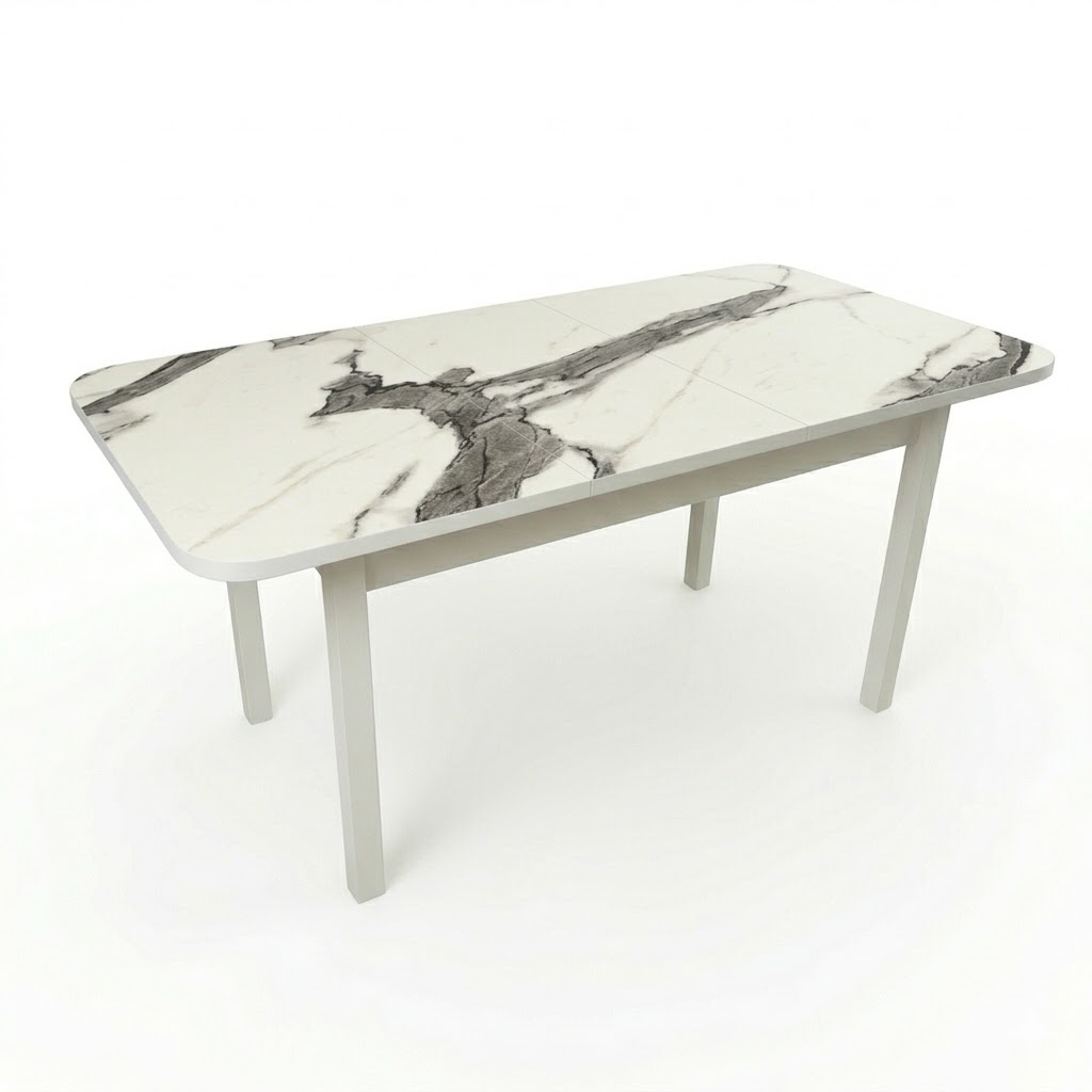 Стол Семейный раздвижной 1600(350)*900 ноги квадро белые Белое Пл.3027 Калаката Висма