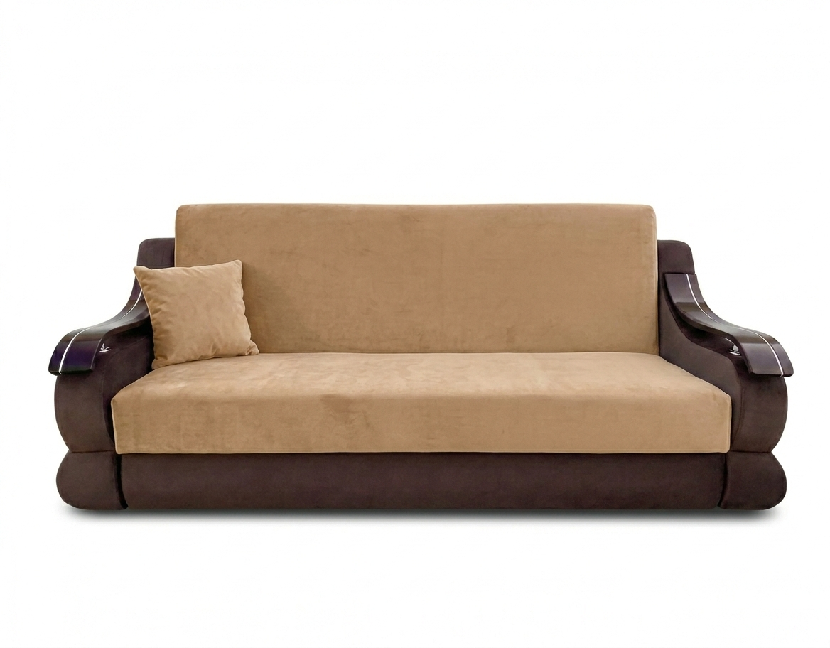 Диван Эльбрус-1 Тк.Palermo Caramel + Palermo Bitter 4 кат ЭКО