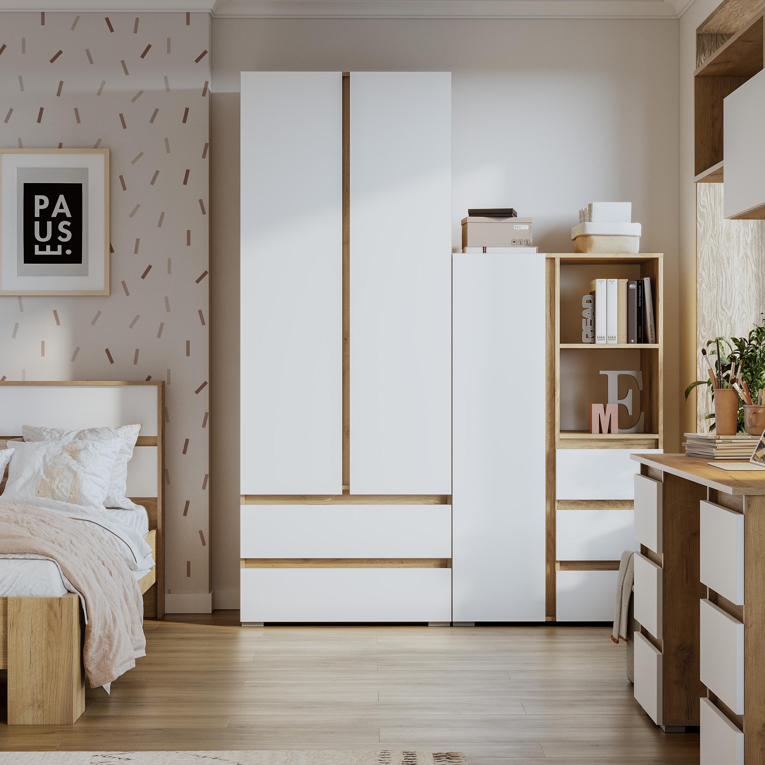 Люмо Шкаф 2-х створчатый ШК 01 800х2100х460 (ДУБ КРАФТ ЗОЛОТО/БЕЛ)