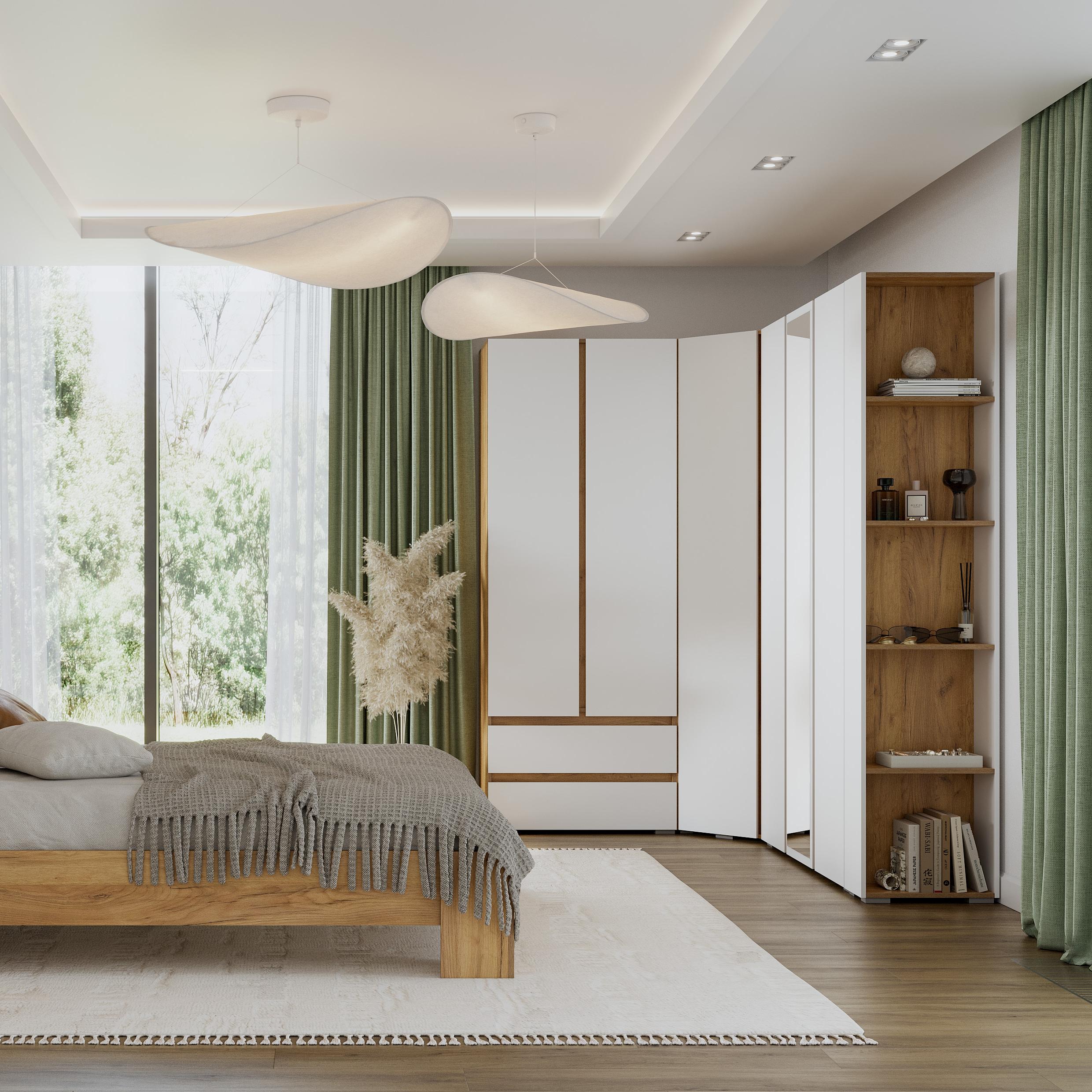 Люмо Шкаф угловой ШК 04 748х2100х748 (ДУБ КРАФТ ЗОЛОТО/БЕЛ)