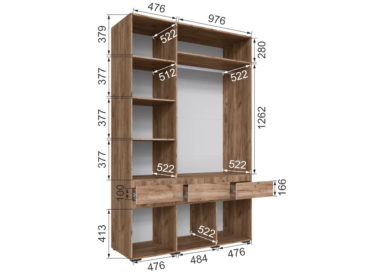 Шкаф Мерида (1,5) дуб крафт табачный/белый