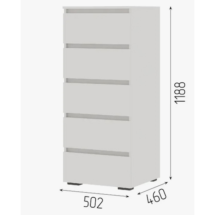 ХЕЛЕН КМ 03 Комод 502 5 ящиков (0,502х1,188х0,460) Фасад СЕРЫЙ ГРАФИТ 0162/Корпус ДУБ КРАФТ ЗОЛОТО