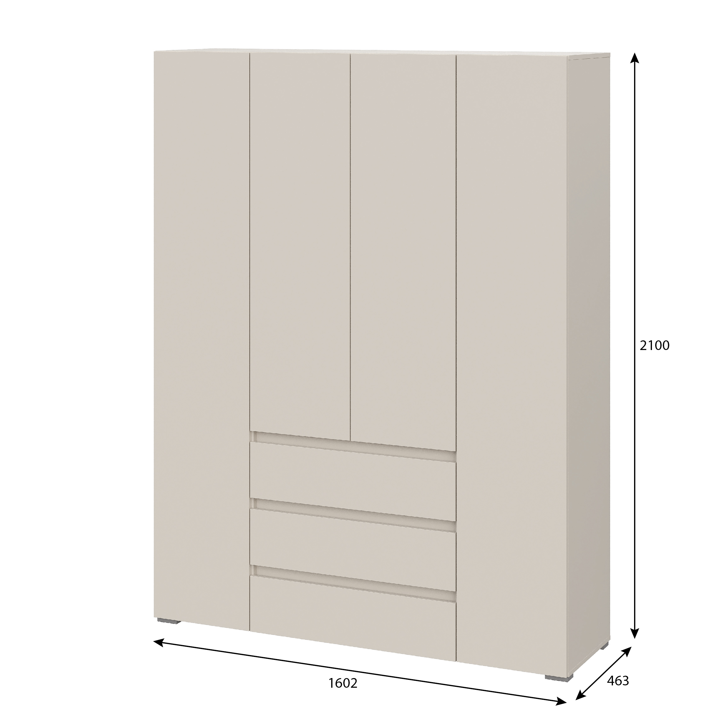Люмо Шкаф с ящиками 4-х створчатый ШК 05 1600х2100х460 (Кашемир)