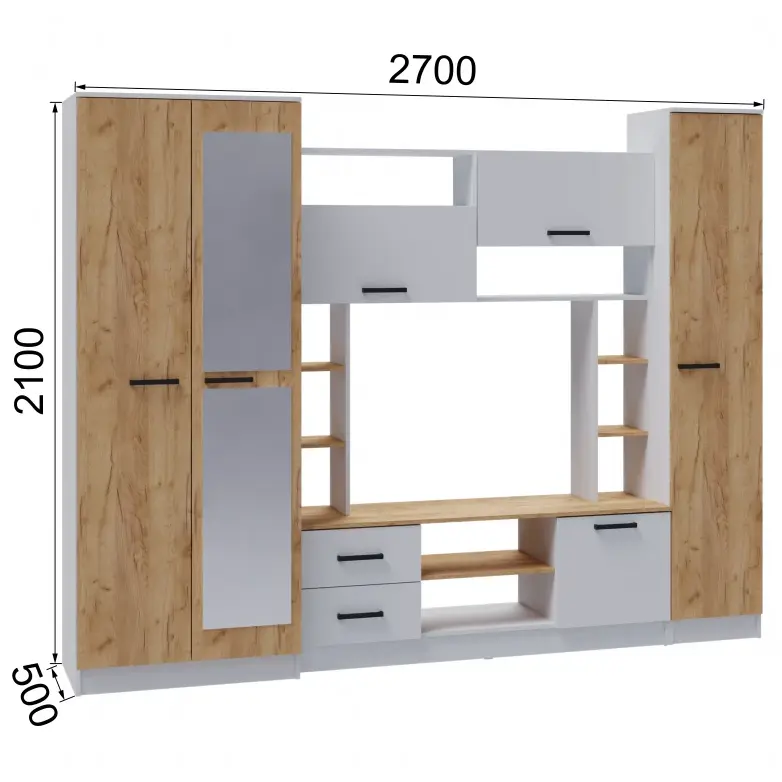 Гостиная Соло дуб крафт табачный/дуб крафт белый