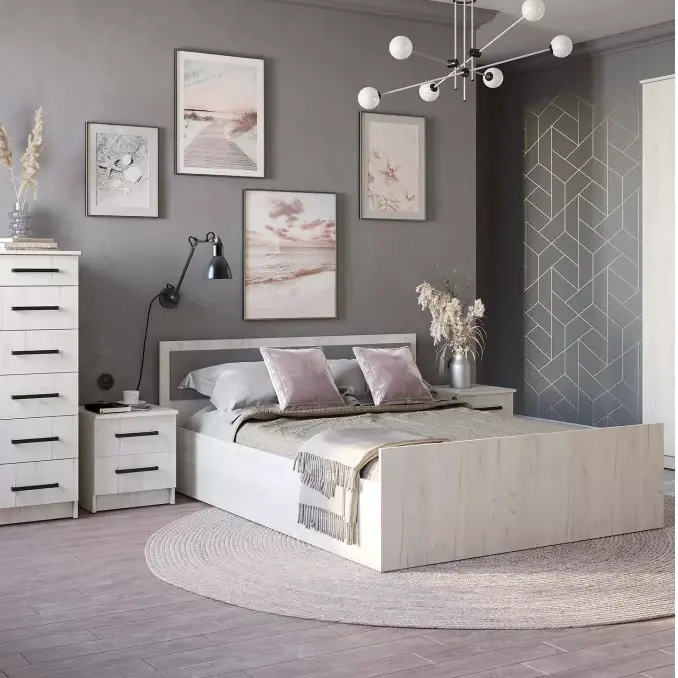 Кровать 1,2 м "Фиеста" дуб крафт белый