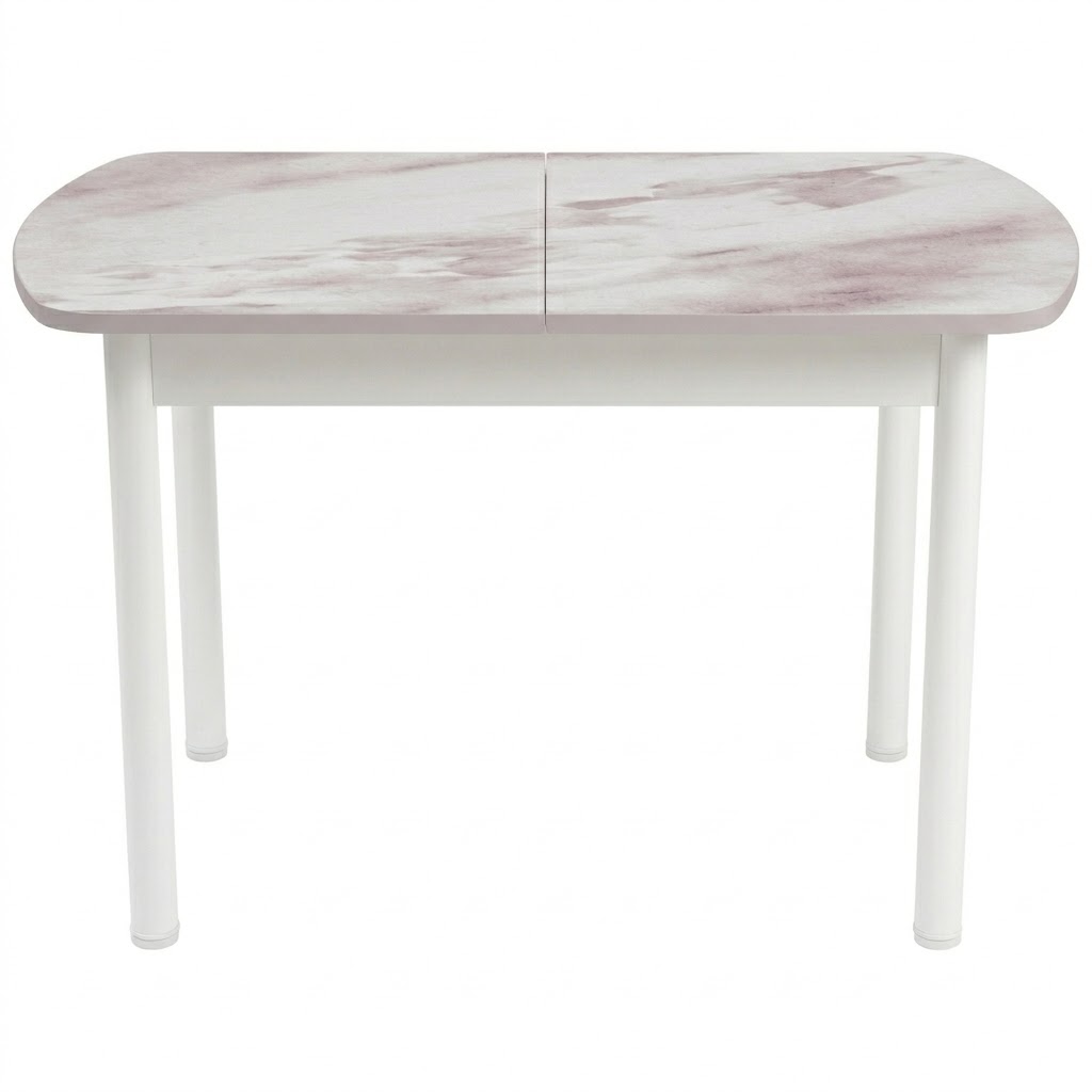 Стол Европейский раздвижной 1200(1500)*800 ноги хром Белое Пл.4131  Белый мрамор Висма