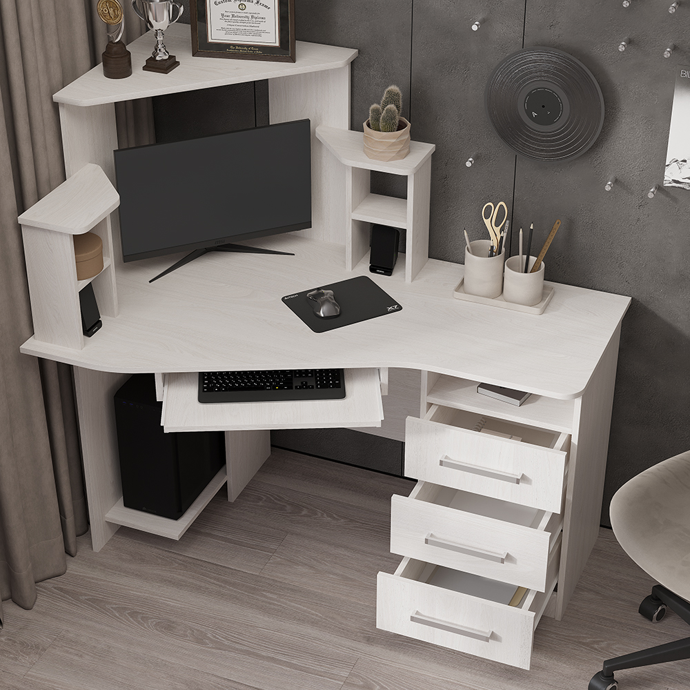 "Каспер" стол компьютерный ясень белый