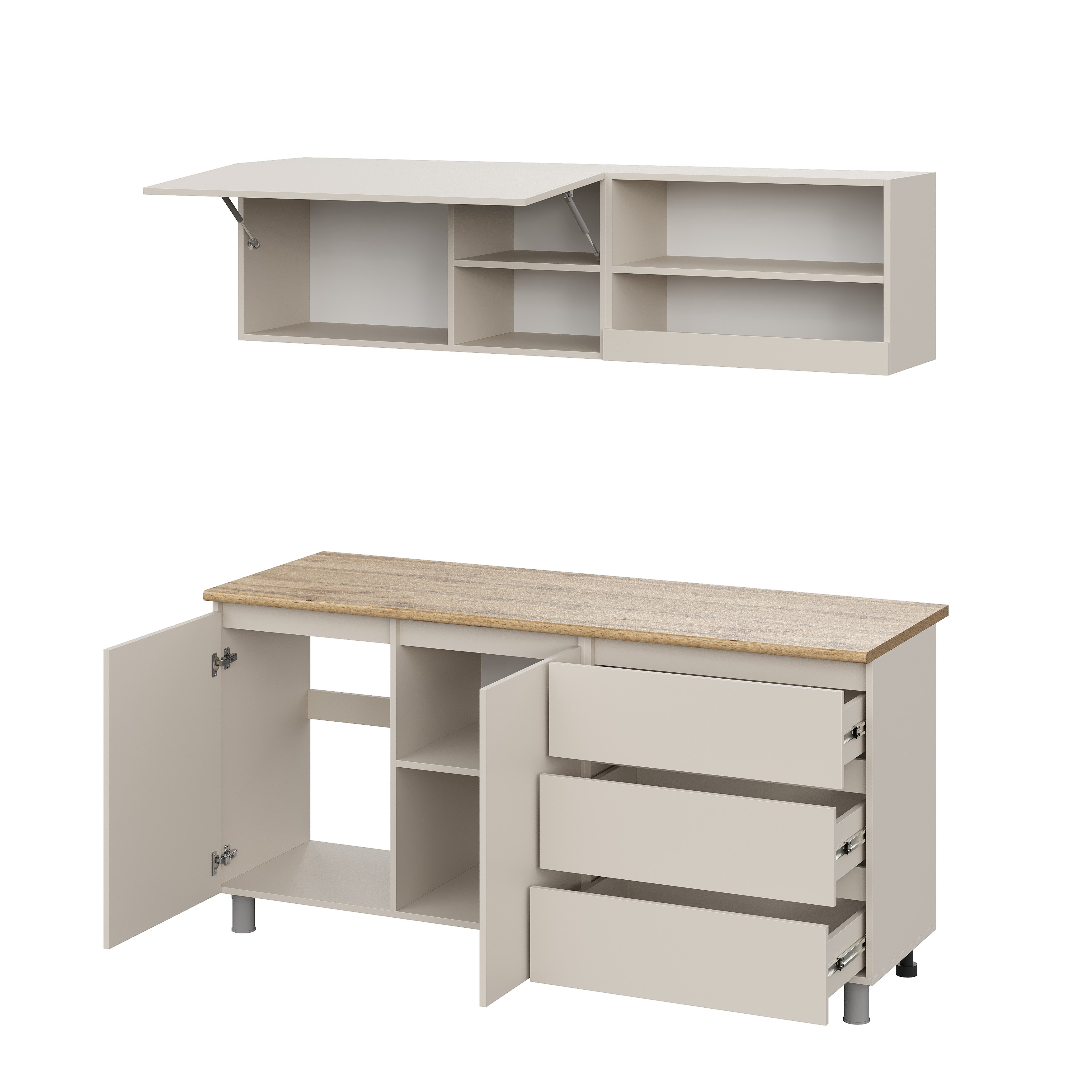 Люмо Кухонный гарнитур со столешницей 1700х1900х600, Кашемир