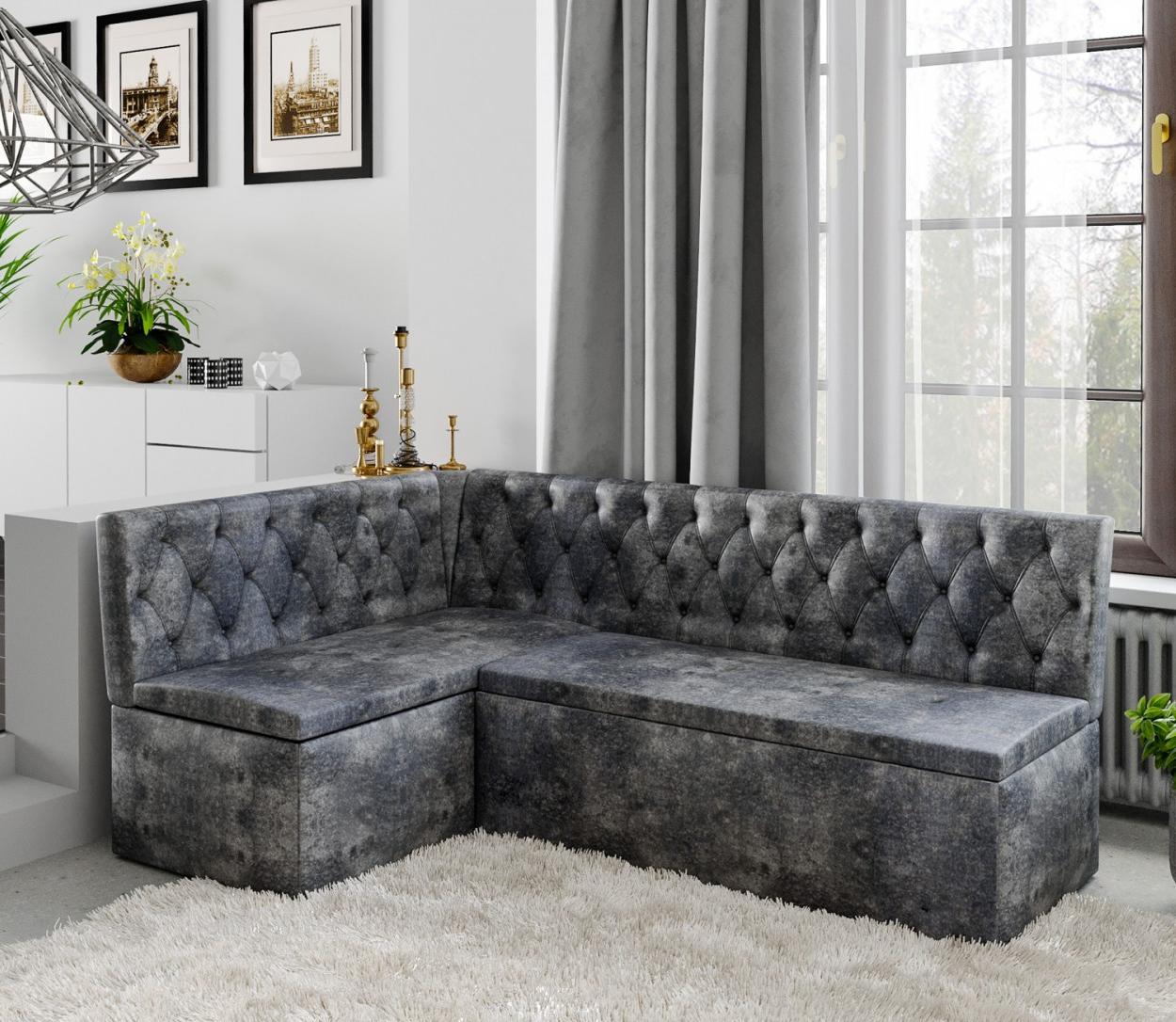 Скамья угловая со спальным местом "Квадро" тип 1 Классик исп.2 - венге/ТК темно-серая