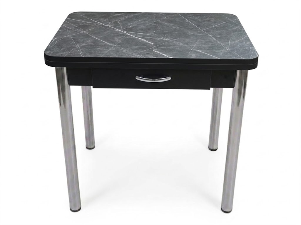 Стол Ломберный с ящ 600*800 (1200) ноги хром Черное Пл.3102 Черный тунис Висма