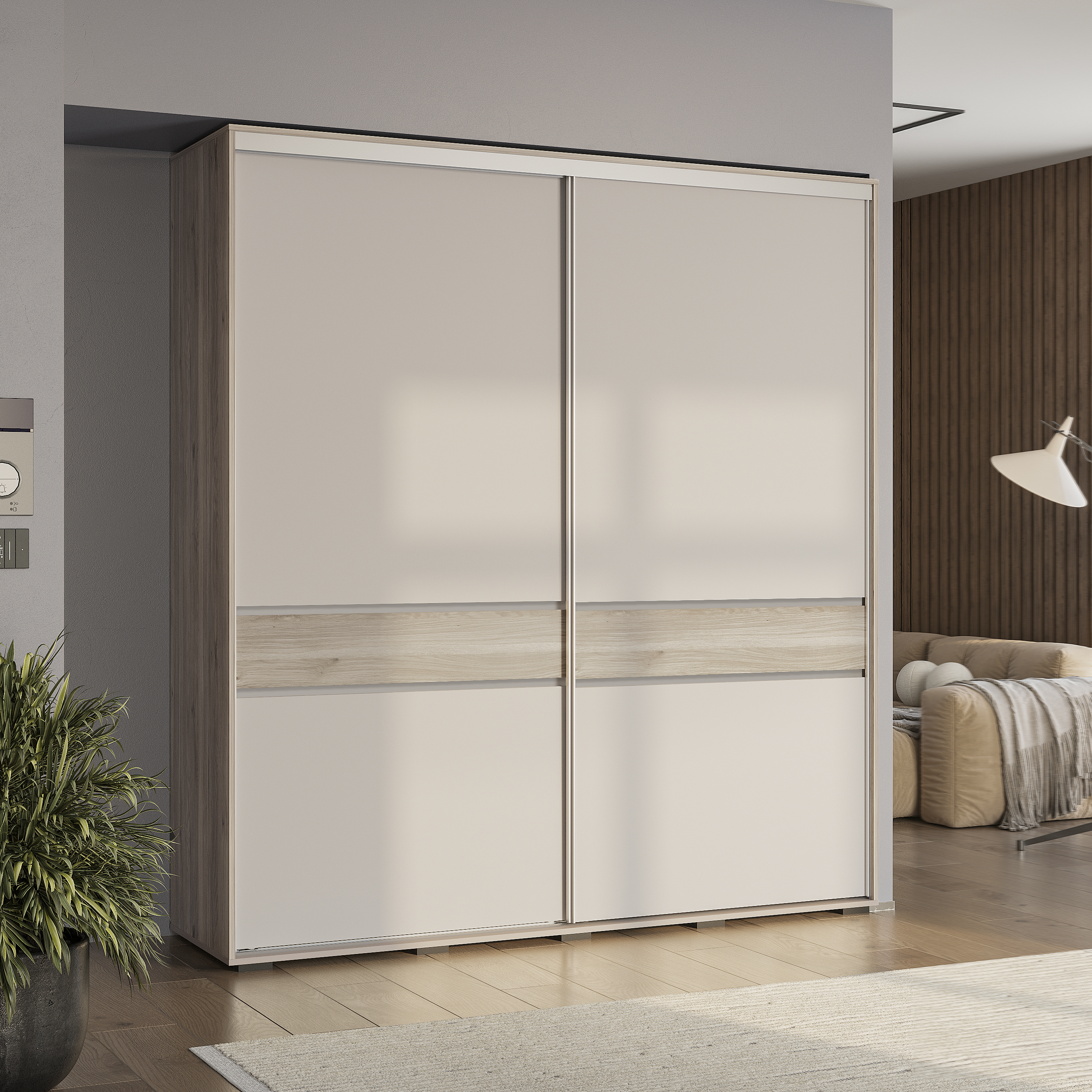 Шкаф-купе "Крафт-10" Дуб смоки/Кашемир