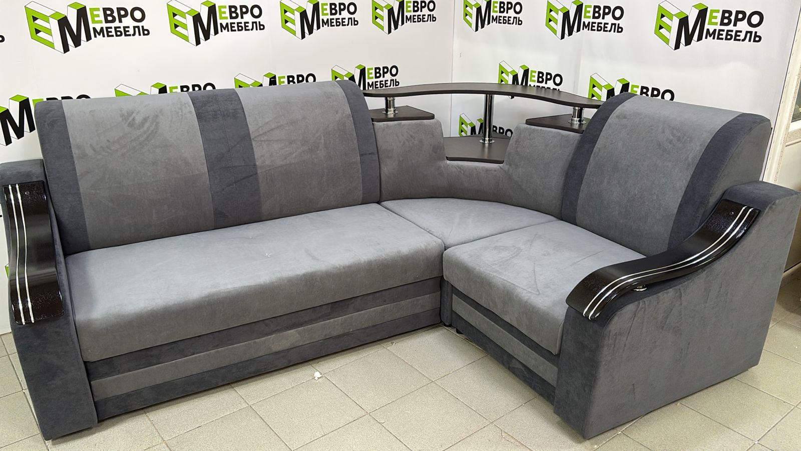 Диван угловой Мега УД3 Тк.Монако 06 + Монако 07 1 кат Евромебель